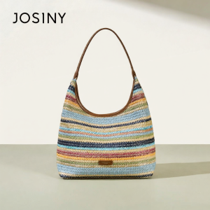 Josiny | Colorful Stripe Woven New Fashion Versatile Bag