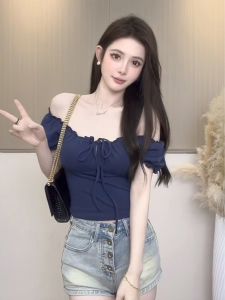 NINGXI | Sweet Spicy Bow-tie Bubble Sleeve Off-shoulder T-shirt