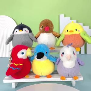 1pc Cute Lifelike Bird Plush Toy Soft Parrot Penguin Stuffed Plushies Keychain Simulation Animals Pendant Gift for Birthday