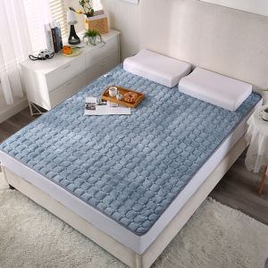 Flannel Bed Mattress Pad Neutral Minimalist Modern Style Foldable Summer Nap Corrective Sleep Surface for Adults