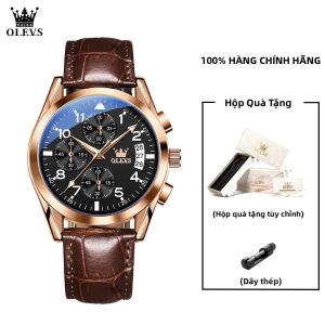 OLEVS | Đồng Hồ Nam OLEVS 2878 Kiểu Phi Công Thời Trang Máy Cơ Tự Động Chống Nước Hiển Thị Lịch Kép Dây Da.