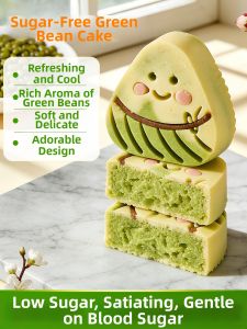 Zero Sugar Healthy Snack for Elderly and Kids Zongzi Shape Green Bean Cake