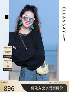 Elegant French Style Lantern Sleeve Shirt Womens Pleated Chiffon Top Thin Autumn Winter New Arrival by ELLASSAY Songling