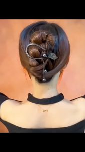 F4 Jepit Rambut Sanggul Oval Bolong 11cm dengan Rumbai Mutiara Model Ekor Ikan HBA009