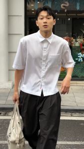 Áo Sơ Mi Boxy Nam Ngắn Tay Màu Trắng - LOVE Boxy Shirt - White