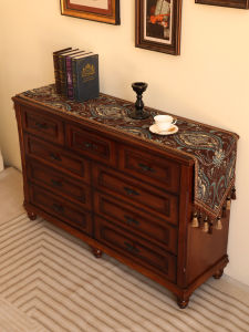 American Retro Table Flag Luxury Long Strip Coffee Table Cloth Chest Cover Towel High-End Sensation New Model 2025 Floral Pattern