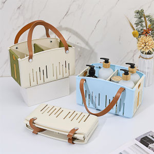 Foldable Bath Basket Portable Shower Organizer With Drainage Holes For Travel Camping Home Collapsible Storage Box