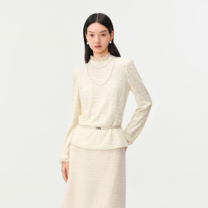 Koradior | Spring French Lace Trimmed High Neck Undershirt