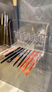 Mirror Cabinet Cosmetics Storage Box Wall Mounted Punch-free Brush Bucket Lip Glaze Lipstick Eyebrow Pencil Storage Rack Compartment To Save Space