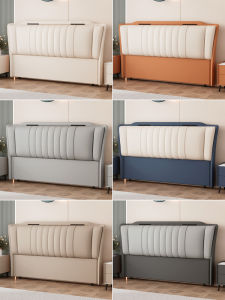 2025 New Model Wooden Headboard Integrated Floor Standing Tech Fabric Master Bedroom Leather Bed Single Purchase Residential Furniture