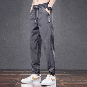 Ice Silk Mens Summer Thin Loose Quick Dry Casual Pants Youth 2025 New Style Workwear Cuffed Trousers Breathable Comfortable