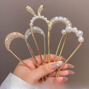 U-Shaped Pearl Hair Clasp Female 2024 New Arrival Back Head Updo Gadget Fancy Hairpin New Chinese Style Hair Clasp Accessories
