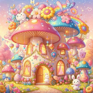 Kayou | Paint By Numbers for Kids Adults DIY Oil Painting Mushroom Castle Kit Handmade Art Gift Canvas Painting for House Decor Unframed