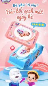 [Mẫu Mới] Thùng 16 Gói Khăn ướt Bobby không mùi 100 miếng/gói (Xanh)