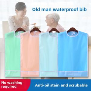 Waterproof Wipeable Three-Dimensional Saliva Towel Bibs for Elderly And Adults Mealtime Aprons Easy to Wear And Wash Bibs