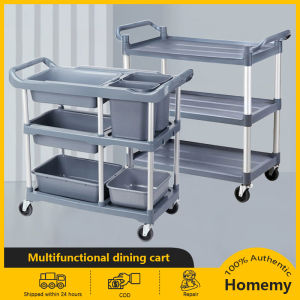 Three-layer mute trolley utility cart food Service storage hanging bucket collection bowl cart multi-purpose for restaurants hotel