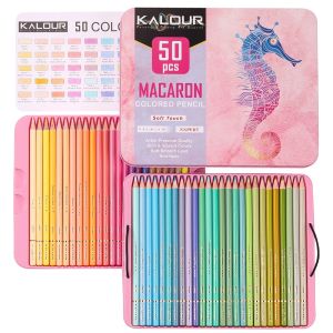 KALOUR Macaron 50 Color Pencil Soft Touch Professional Pastel Drawing Pencil Color Pencil Artist Art Supplies Drawing Pencil Set
