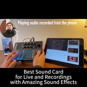 K300 Sound Card Professional Live Streaming Mixer Kit Voice Changer Multiple Effects Broadcast Karaoke Recording Audio