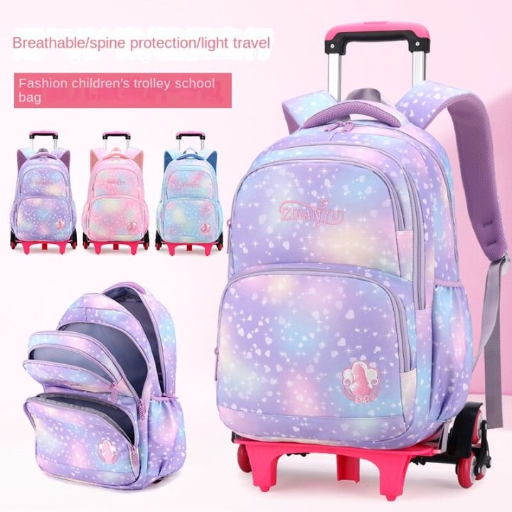 【HOT SALE】Trolley School Bags for kids Girl Detachable Children School ...