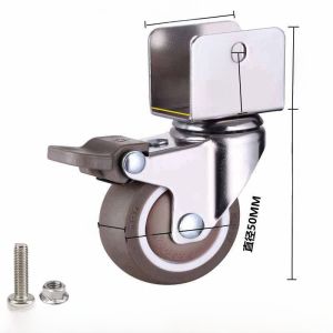 Heavy Duty Universal Wheels for Baby Bed Furniture Rubber Wheels Silent 2 Inch Wheels with Brake for Cabinet Accessories