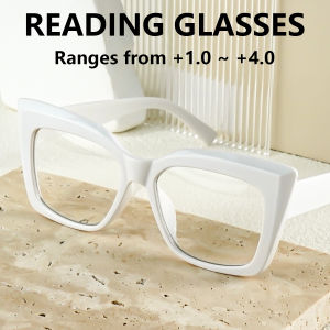 Fashionable Cat Eye Reading Glasses for Women Men Large Frame Presbyopia Eyewear for Home Travel Party