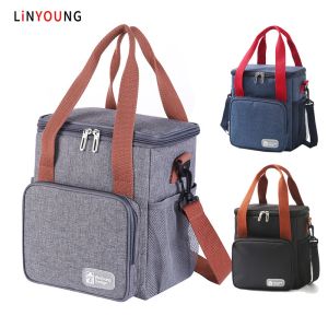Linyoung Insulated Bag Ice Bag Aluminum Film Keep Warm and Cold High Capacity Shoulder Picnic Bag For Drink and Food