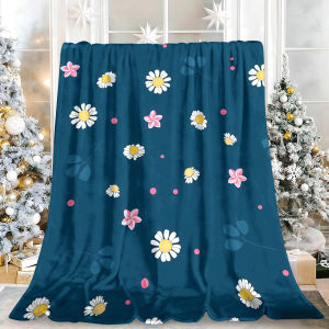 Beast Kingdom | Plum Daisies Grid Premium Thanksgiving Microfiber Fuzzy Blanket Perfect for Family Gatherings Holiday Movie Nights