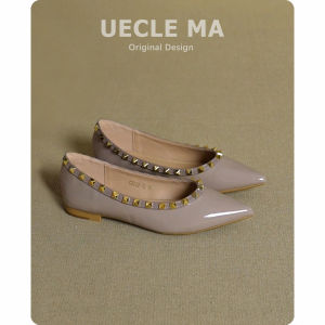 MASHUJIA | French Style Rivet Pointed Toe Comfortable Soft Soled Womens Flat Shoes