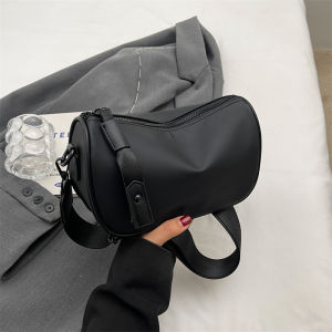 Casual Fashion Oxford Cloth Saddle Bag Summer New Style Wide Shoulder Strap Crossbody Bag Simple High-End Feeling Korean Style