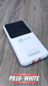 V2S PD10 10000mAh 22.5W Fast Charging Powerbank With Built-in Cable Digital Display Power Bank
