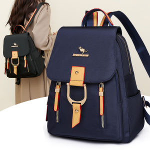 Soft Leather Large Capacity Womens Backpack Casual Travel Leisure Mommy Bag Multi-Layer Zipper Wear-Resistant Double Shoulder Bag