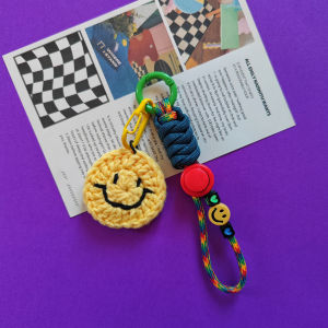 Cute Mini Smiley Face Multi-Functional Lanyard Keychain Mobile Phone Camera Rope Purple Fashionable Accessory for Bags
