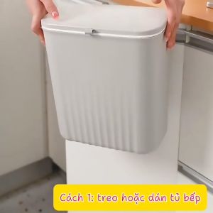 Thùng rác 12L treo dán tường nắp lật thông minh - Cao cấp cho nhà bếp và nhà vệ sinh