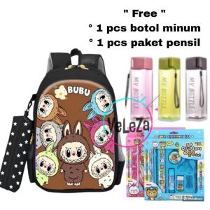 Tas Ransel LABUBU Tas Sekolah Anak Perempuan TK SD gratis botol minum dan paket pensil tas ransel tas anak