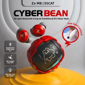 Tai Nghe Bluetooth Không Dây ZOMBIES CAT B12 Bean Design Tai Nghe Thể Thao Âm Trầm Sâu Trong Tai Có Dây Buộc - Tai Nghe Vô Hình Chống Nước Cách Ly Tiếng Ồn