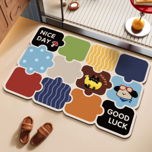 VIKAMA Summer Beach Ocean Puzzle Shaped Bath Mat Non Slip Washable Absorbent Rug Cartoon Jellyfish Shell Home Decor Mat