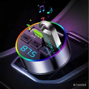 Kebidumei | 66W Bluetooth 5.0 FM Transmitter Car Phone Charger USB Cigarette Lighter Car Charger MP3 Music Player With Voltage Display