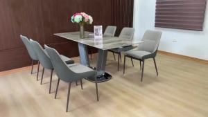 Bàn Ăn Mở Rộng T90 Có Sẵn Mặt Đá Ceramic Chân Sắt Sơn Tĩnh Điện Hàng Nhập Khẩu Chung cư. Mã TC51