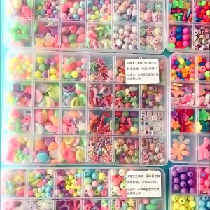 DIY Manik-manik Kalung 24 Aksesoris Kotak Perempuan Manik Meronce Manik-Manik 3D DIYGelang Kalung Mainan Edukasi Kreatifitas Anak DIY Kalung Mainan Kreatifitas Anak Kit Bahan Kalung Cincin Gelang DIY manik manik 1 set kotak