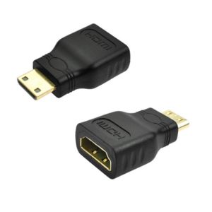 Mini HDMI Male to Standard HDMI Female Adapter Type-C to Type-A Supports 1080P 60Hz for DSLR Camcorder Gaming Console Gold-Plate