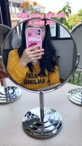 Gương để bàn trang điểm phụ kiện cho nữ soi làm đẹp gương INOX 360 độ xoay nhiều kích cỡ - HOANA