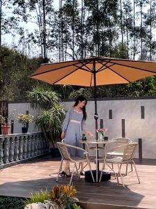 2.7M Garden Umbrella Outdoor with Stand Beach Parasol Waterproof Table Umbrella with Sturdy Ribs Outdoor Parasol