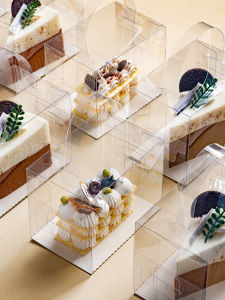 Transparent Cake Packaging Box Baking Dessert Triangular Cutting Small Pastry 8 Inches 2 Pieces Mousse Multi-layer Sweet