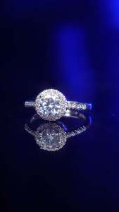 LOVETIA Cincin Moissanite Round Original Wanita Ring 925 Perak Perhiasan GRA Sertifikat BTJZ024