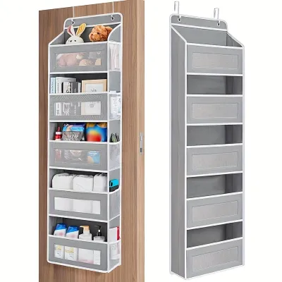 5-Shelf Hanging Storage Organizer - Behind Door Anti-Tilt 5 Large Capacity Pockets Suitable for Bedroom Bathroom