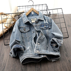 Trendy Denim Jacket for Kids Spring Autumn New Style 2025 Fashionable Boys Jacket Casual Pure Color Front Button Closure