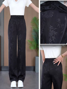 New Chinese Style Wide Leg Pants Women Summer 2025 Loose Drapey Versatile Casual Print High Waist Straight Cut Trousers