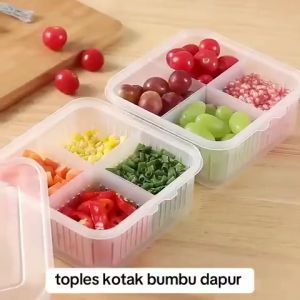 Cubbie Kotak Saringan Tiris dengan Tutup untuk Buah Sayuran dan Bawang Wadah Rempah dengan Sekat dan Fungsi Saringan Air