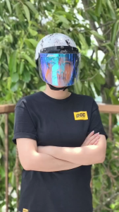 Nón bảo hiểm 1/2 Camry màu Trắng Đen gắn kính bogo che nắng chống bụi chính hãng siêu đẹp