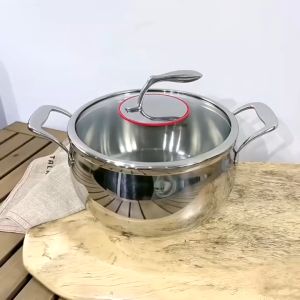 Nồi LUNKAI 24cm nồi inox luộc gà nồi bếp từ cỡ lớn nồi inox 3 lớp nồi canh to nồi inox LUNKAI